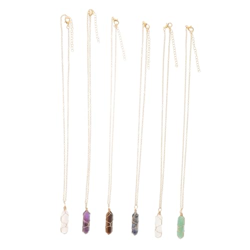 FRCOLOR 6stücke Natursteinschmuck Kristallketten Für Frauen Kristallanhängerkette Kristallschmuck Edelsteinketten Kristallsteinkette Halsketten Schmuck von FRCOLOR