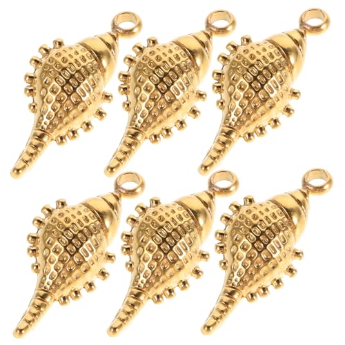 FRCOLOR 6 Stück Teiliges Edelstahl Muschel-anhänger Langlebige DIY Schmuckanhänger Kreative Dekorative Charms für Halsketten Armbänder Ohrringe Schlüsselanhänger Goldfarben von FRCOLOR