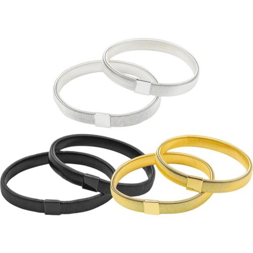 FRCOLOR 6 Stück Teiliges Elastisches Armband Herren Modische Federnde Manschette Rutschfeste in Schwarz Gold und Silber Praktische Ärmelhalter für Stilbewusste Männer von FRCOLOR