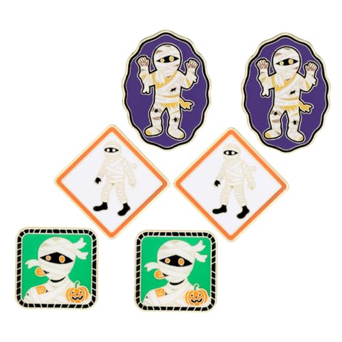 FRCOLOR 6 Stück Teiliges Halloween Anstecknadeln Cartoon Mumie Brosche aus Metall Punkiges Langlebiges Halloween Rucksack Pin für Frauen Einzigartiger Stylischer Gothic Lapel Schmuck für von FRCOLOR