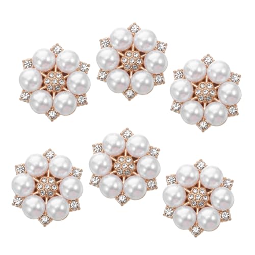 FRCOLOR 6 Stück Teiliges Knopfüberzüge mit Strassblumen Abnehmbare Perlen-manschettenknöpfe aus Legierung Dekorative Hemdknöpfe für Damen und Herren Eleganter Schmuck für Formelle Anlässe von FRCOLOR