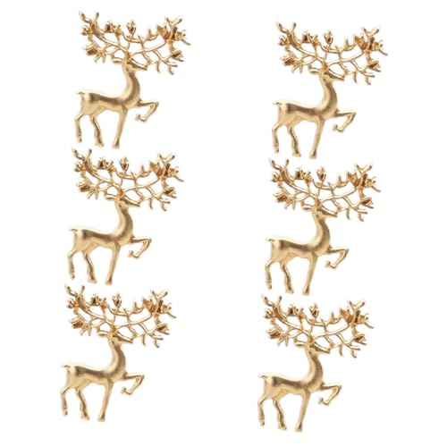 FRCOLOR 6 Stück Teiliges Mattes Reh-broschen- Modische Weihnachts-anstecknadeln aus Stilvolle Kleidung Accessoires für Party Geschenk Jacken Taschen Retro Mattgoldfarben von FRCOLOR