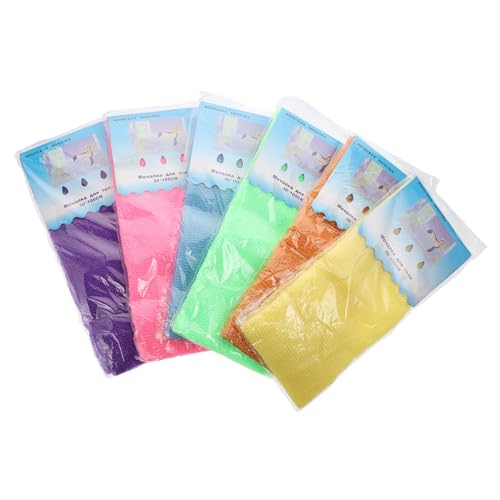 FRCOLOR 6 Stück Teiliges Nylon Rückenschrubber Peeling badetücher Lang Doppelseitig Gerippt Sanftes Körperpeeling Fördert Durchblutung mit Aufhängeband für Dusche und Ganzkörperreinigung von FRCOLOR