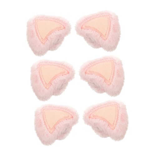FRCOLOR 6 Stück Teiliges Plüsch Katzenohren und Hasenohren Haarclips Weiche Bequeme DIY Deko für Mützen Kostüme und Bastelprojekte Niedliche Ohr Charms in Rosa für Frauen und Mädchen von FRCOLOR