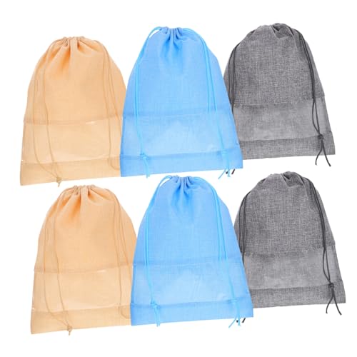 FRCOLOR 6 Stück Teiliges Schuhbeutel aus Atmungsaktivem Jutestoff Transparent Staubdicht Elastischer Öffnung Praktische Aufbewahrungstaschen für Reisen und Zuhause Geeignet für Männer und von FRCOLOR