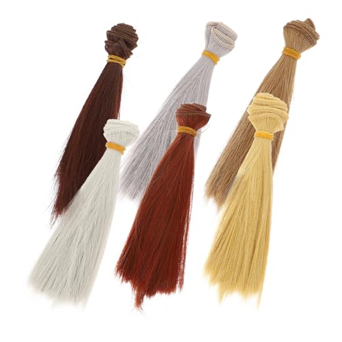FRCOLOR 6 Stück Teiliges Synthetische Puppenperücken Gerade Hitzebeständige Puppenhaare Realistische Simulation Verschiedene Längen Hautfreundlich Vielseitig für DIY Frisuren und von FRCOLOR