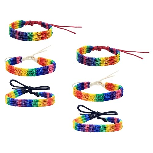 FRCOLOR 6 Stück Teiliges Verstellbares Pride Armband aus Handgewebtem Hautfreundlichem Baumwollgarn Bunte Regenbogenfarben DIY Freundschaftsarmbänder für Männer und Frauen von FRCOLOR