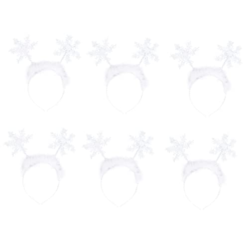 FRCOLOR 6st Weihnachts-schneeflocke-stirnband Schneeflocken Haarband Weihnachtsdeko Haarband Für Damen Kopfschmuck Aus Schnee Weihnachts-haarschmuck Plastik Popper Weiß Blitz Fräulein von FRCOLOR