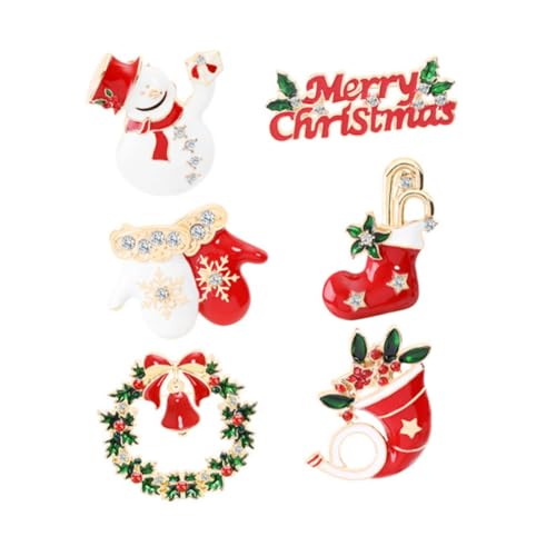 FRCOLOR 6 Stück Weihnachtsbroschen Cartoon Anstecknadeln mit Weihnachtlichen Motiven Buntes DIY Haarschmuck Zubehör Glatte Oberfläche für Pullover Mützen Halstücher und Festliche von FRCOLOR