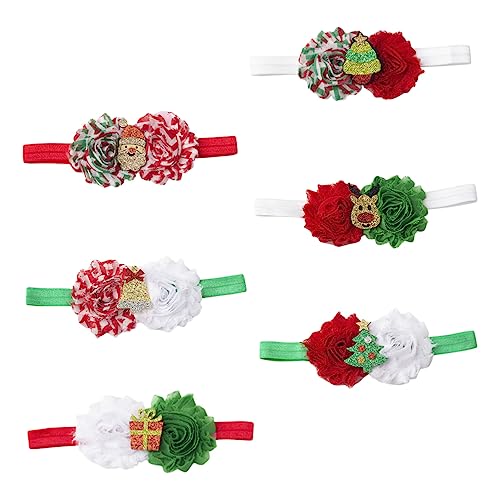 FRCOLOR 6stücke Teiliges Weihnachts-haarreifen Für Mädchen Elastische Bunte Kopfband Mit Floralen Designs Für Festlichkeiten Fotoshootings Und Besondere Anlässe von FRCOLOR