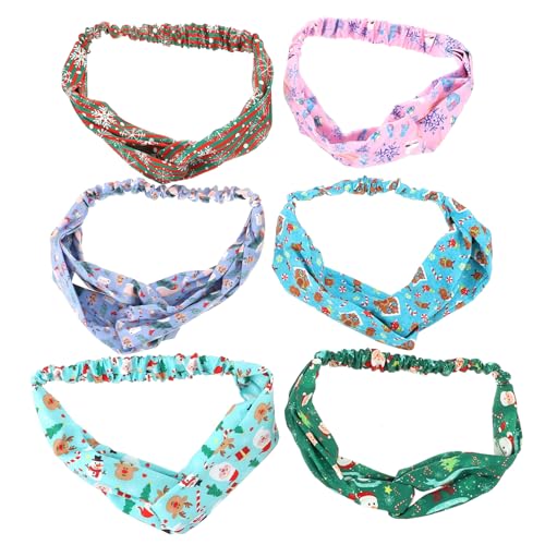 FRCOLOR 6stücke Weihnachts-stirnbänder Elastische Kopfwraps Schweißabsorbierend Rutschfest Für Festliche Anlässe Vielseitige Haaraccessoires Für Damen von FRCOLOR