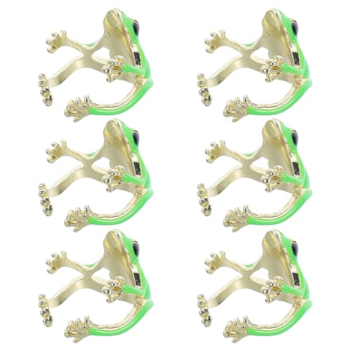 FRCOLOR 6 Teiliger Ring Vintage Froschschmuck Lustiger Tierring Schlüsselanhänger Zubehör Froschring Schmuck Süßer Froschring Süße Ringe Verstellbarer Tierring Lustige Ringe von FRCOLOR