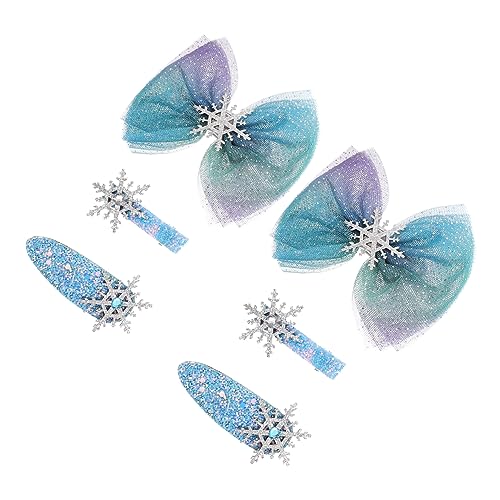 FRCOLOR 6 Teiliges Haarspangen Set Mit Schneeflockenmotiv Schleife Weihnachtshaarspangen Glitzernde Haarnadel Drehspielzeug Rote Schleifen Krawattennadeln Schleifenclips von FRCOLOR
