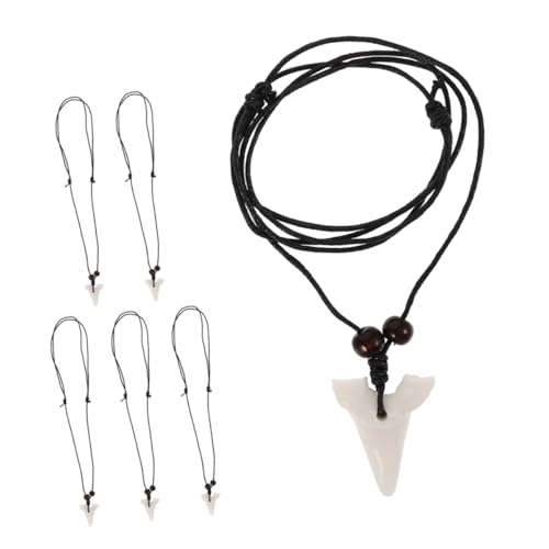 FRCOLOR 6 Teiliges Surfer Haifischzahn Halsketten Set Für Jungen Und Männer Küstenharz Gefälschter Haifischzahn Anhänger Hawaii Charme Sommerschmuck Strand Accessoires von FRCOLOR