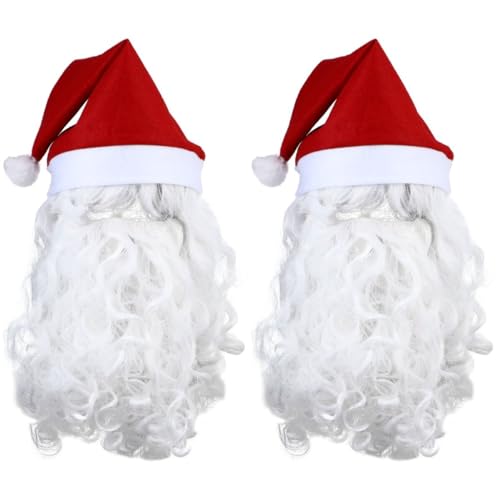 FRCOLOR 6-Teiliges Weihnachtsmann-Kostüm-Set Weihnachtsmann-Hüte Bart Perücke Weißer Gefälschter Schnurrbart Weihnachtsklausel-Kostüm Cosplay-Party-Set Für Männer Und Frauen von FRCOLOR