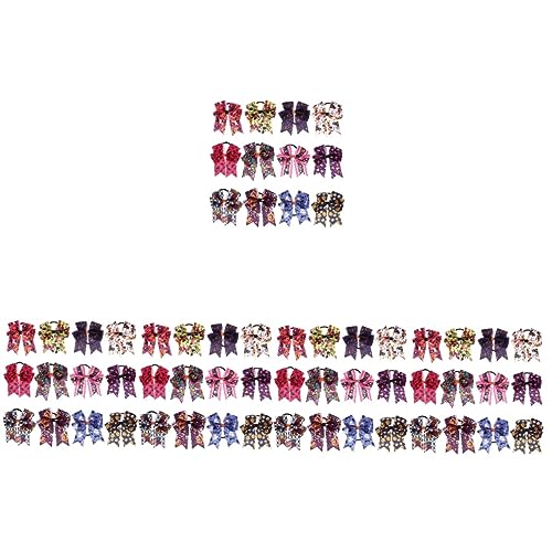 FRCOLOR Haargummis 60 Stück Mädchen-Totenkopf Für Ring-Stil Halloween-Seile Schleifen-Clips Gemischte Halter Mädchen-Schleifen Band Kopfschmuck Haar Pferdeschwanz Dekoration Kostümmuster von FRCOLOR