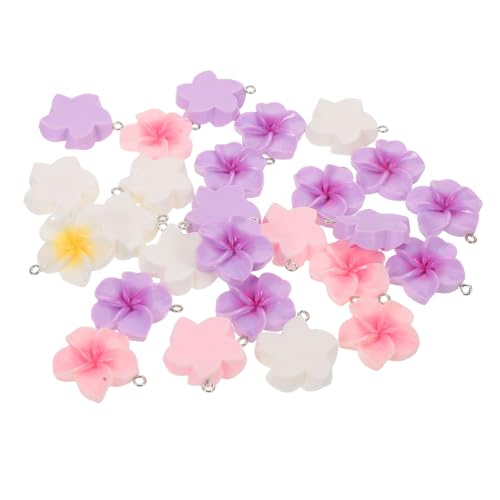 FRCOLOR 60 Stück Mini Resin Plumeria Anhänger Bunte Fünfblättrige Blumen Charms Leichte Tropische Schmuckperlen für DIY Ohrringe Strandhochzeiten und Sommer Bastelzubehör von FRCOLOR