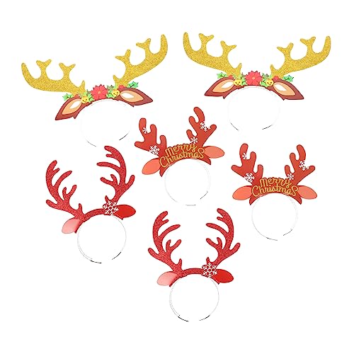 FRCOLOR 6stücke Teiliges Weihnachts-haarreifen Mit Rentiergeweih-design Festlicher Kopfschmuck Für Erwachsene Für Weihnachtsfeiern Und Kostümpartys von FRCOLOR