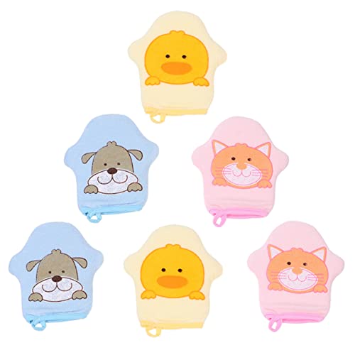 FRCOLOR 6stücke Badehandschuhe Für Junge Mädchen Aus Hochwertigen Materialien Sicher Für Babyhaut Cartoon-design Als Babywaschhandschuhe Massieren Peelen Und Reinigen Sie Mit Kordel Zum Ei von FRCOLOR