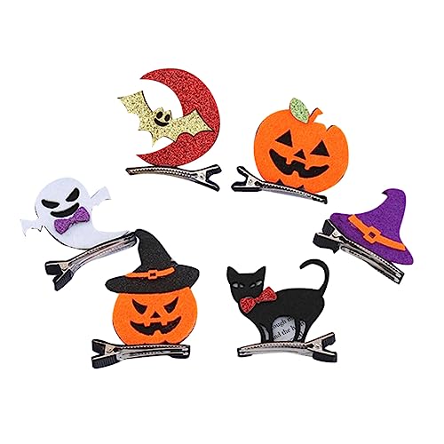 FRCOLOR Haarspangen Mit Fledermaus-kürbis- Für Mädchen Halloween-kopfbedeckung Sicheres Und Bequemes Haar-accessoire 6 Stück von FRCOLOR