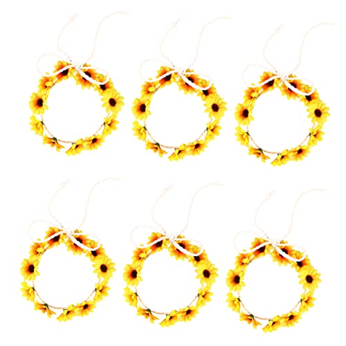 FRCOLOR 6stücke Blumen Stirnband Daisy Kopfbedeckung Damen Stirnband Damen Kopfschmuck Haarreif Blumen Haarband Geflochtenes Seil Strapazierfähiger Bezaubernd Stilvoll Für Hochzeit von FRCOLOR