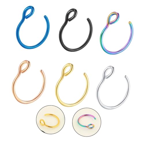 FRCOLOR 6Stücke Teiliges Nasenringe Nasenstecker für Damen Piercing Schmuck Bunt Roségold Silber Gold Dunkelblau Styles von FRCOLOR