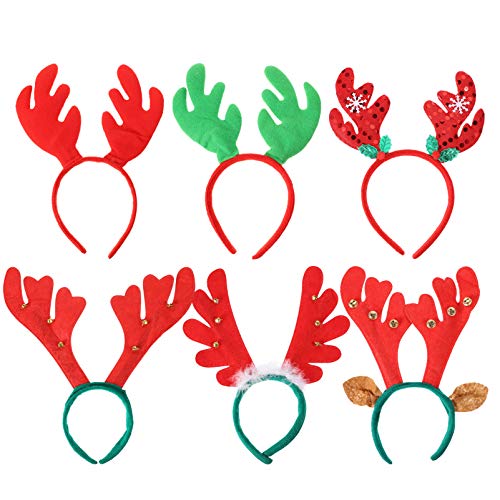 FRCOLOR 6pcs Weihnachten Rentier Geweih Stirnband Haar Band Weihnachten Tiere Ohr Haarband für Party Foto von FRCOLOR