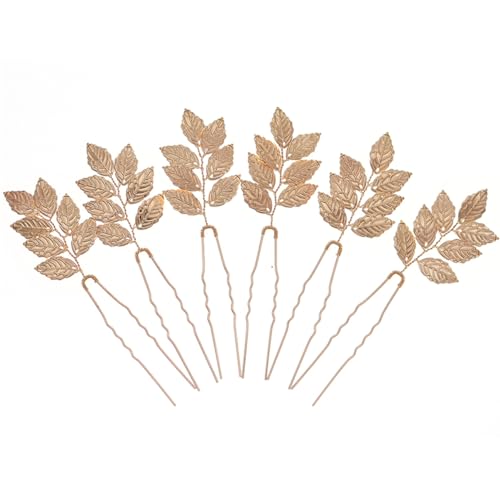 FRCOLOR 6st Blattstecklinge Goldene Haaraccessoires Party Thematisiert Kaktus-zahnstocherspender Frauen Haarklammern Schnitzen Haustürdekoration Kleid Haar Zubehör Spender Füllen Legierung von FRCOLOR