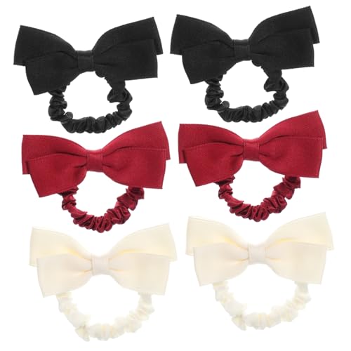 FRCOLOR Elegante Haargummis Mit Schleife 6er-pack Haargummis Mit Gummibändern Modische Haarspangen Mit Schleife Für Damen Party-haarstyling von FRCOLOR