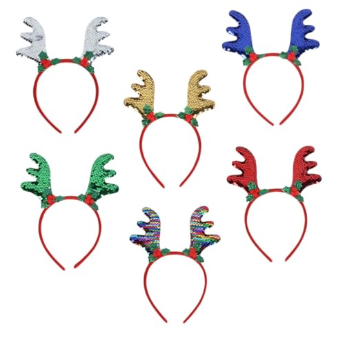 FRCOLOR 6stücke Weihnachts-haarreif Mit -rentiergeweih Festliche Kopfbedeckung Für Erwachsene Und Mädchen Für Xmas-partys Und Feierlichkeiten von FRCOLOR