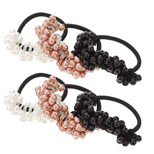 FRCOLOR 6st Perle Haargummi Perlenbesetzte Haargummis Perlelastischer Haargummi Pferdeschwanzhalter Für Frauen Haarbänder Für Frauen Perlenhaarhalter Ring Abs Fräulein Koreanische Version von FRCOLOR