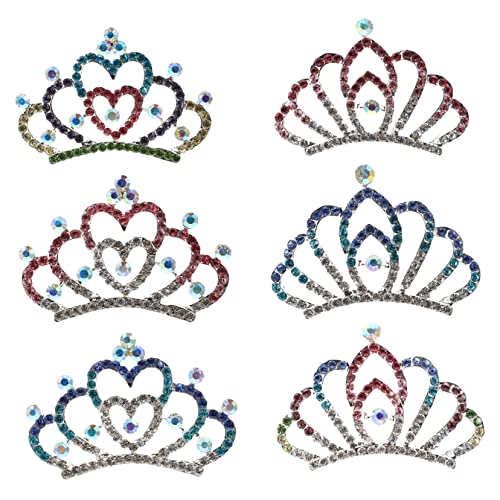 FRCOLOR 6st Strass Krone Zubehör Band Frauen Haarschmuck Kopfstück Aus Legierung Kronenkopfschmuck Strass-kopfschmuck Krone Des Kleinen Mädchens Colorful Strasssteine von FRCOLOR