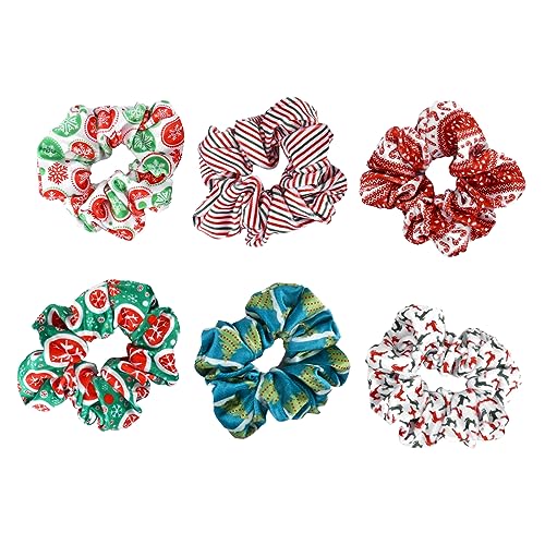 FRCOLOR 6stücke Weihnachts-haarbänder Elastische Scrunchies Festlichen Farben Haarschmuck-accessoire Für Mädchen Und Modisches Armband Tragbar von FRCOLOR
