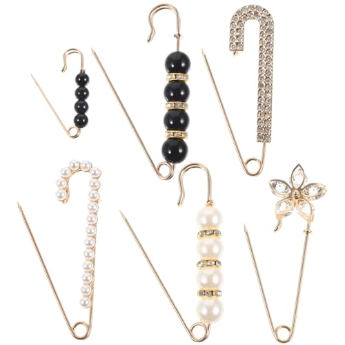 FRCOLOR 6stücke Broschen Clips Für Kleidung Sicherheitsnadeln Für Damen Elegante Perlen Pullover-clips Taillierungsanpasser Für Hosen Und Schals Vielseitige Modeaccessoires von FRCOLOR