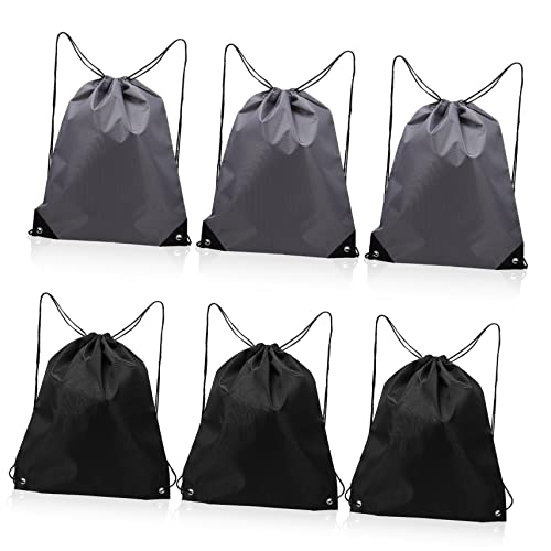 FRCOLOR 6stücke Drawstring Backpack Sport Rucksack Mit Kordelzug Für Männer Und Frauen Fitness Gym Bag Mit Netztasche Für Reisen Camping Und Wandern Aus Polyestergewebe von FRCOLOR