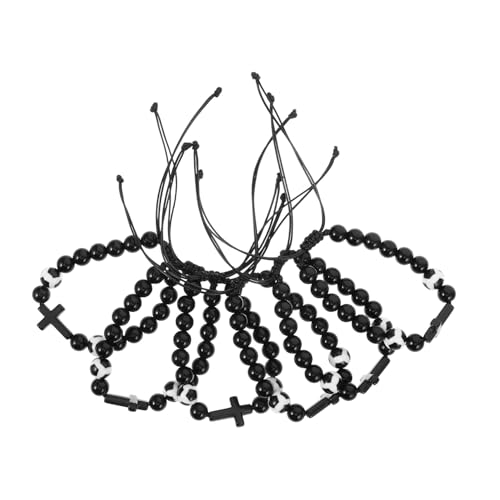 FRCOLOR 6stücke Fußball-armband Für Schulanfänger Geflochtene Sportarmbänder Mit Kreuzperlen Verstellbare Perlenarmbänder Für Damen Und Herren Als Abschlussgeschenk Oder von FRCOLOR