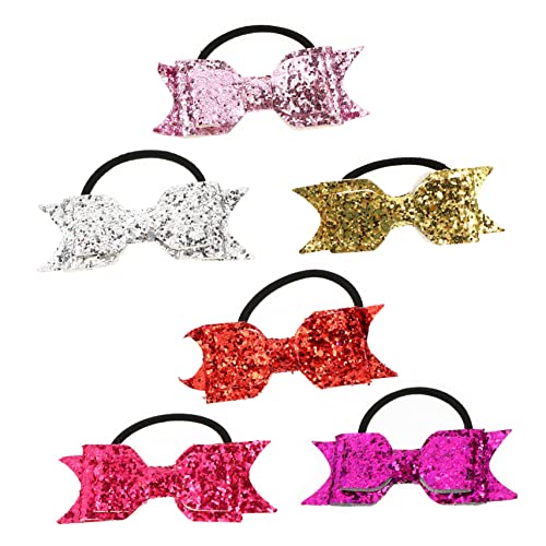 FRCOLOR 6stücke Schleife Haargummi Gold Pulver Haar Ring Haarseil Pferdeschwanzhalter Haargummi Für Mädchen von FRCOLOR