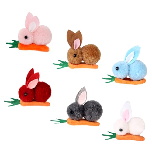 FRCOLOR 6stücke Plüsch Häschen Karotten Haarspangen Mini Bunny Haarclips in Verschiedenen Farben Für Ostern Süße Haarklammern Für Mädchen Und Damen Bequem Und Sicher von FRCOLOR