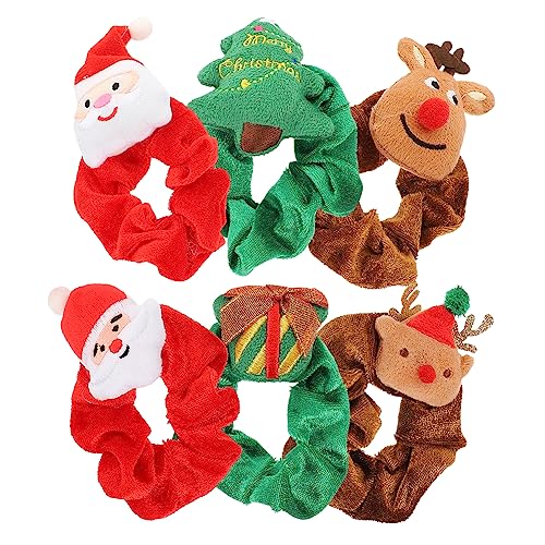 FRCOLOR 6stücke Weihnachts Cartoon Haargummis Kreative Niedliche Haarbänder Für Festliche Anlässe Als Haarschmuck Für Damen Und Mädchen von FRCOLOR