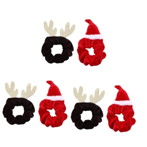 FRCOLOR 6stücke Weihnachts Haargummis Elastische Haarbänder Zufälligen Designs Vintage Plüsch Haarschmuck Für Damen Für Festliche Anlässe Und Alltag von FRCOLOR