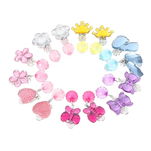 FRCOLOR 7 Paare Ohrclips Quasten Ohrschmuck mit Aufbewahrungsbox Cartoon Ohraccessoires für Mädchen Party Schmuck Langlebig Sicher von FRCOLOR