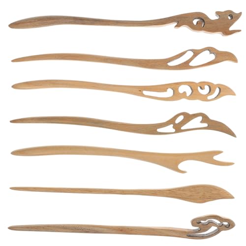 FRCOLOR 7stücke Vintage Haarnadeln Holz Retro Haarstäbchen Frauen Schmuck Haarspangen Essstäbchen Stilgemisch Für Kopfschmuck von FRCOLOR