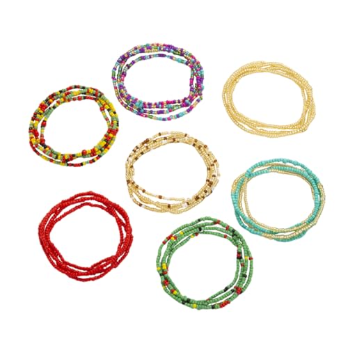 FRCOLOR 7 Stück Stilvolle Mehrschichtige Taillenkette Damen Schmuck Glasperlen Verstellbare Bauchkette für Strand Bikini Tankini Outfits von FRCOLOR