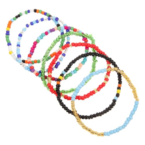 FRCOLOR 7 Stück Teiliges Boho Fußkettchen Set Bunten Perlen für Damen Vielseitige Fuß und Handgelenkschmuck für Strand Urlaub und Partys von FRCOLOR