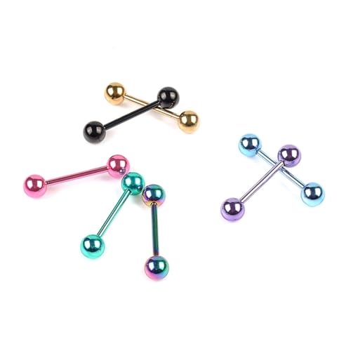FRCOLOR 7 Stück Teiliges Edelstahl Zungenpiercing Langhantel Doppelkopf Kugeln Körper Schmuck Sichere Hautfreundliche Piercings für Damen und Herren Vielseitig für Alltag und von FRCOLOR