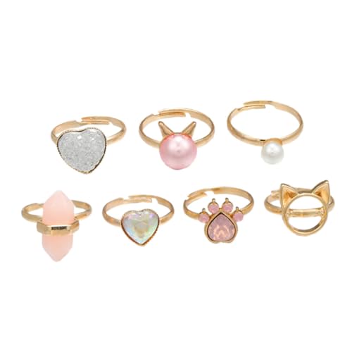 FRCOLOR 7 Stück Teiliges Verstellbares Kinderring Mädchen Niedliche Cartoon schmuckringe aus Leichtem Langlebigem Material für Kostüme Partygeschenke und Rollenspiele von FRCOLOR