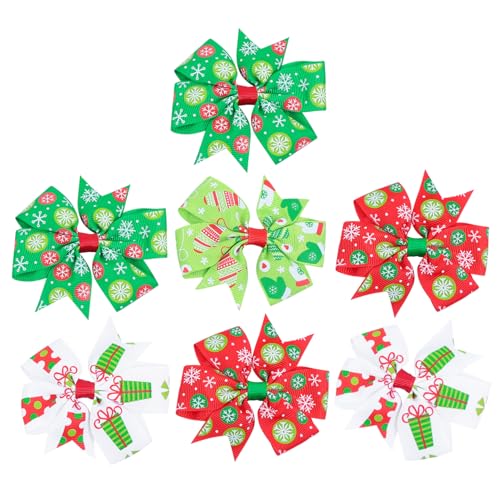 FRCOLOR 7-teiliges Haarspangen-set Mit Weihnachtsschleifen Für Jungen Und Mädchen Haarnadel Mit Schleife Weihnachtliche Haarschleifen Haarspangen Weihnachts-accessoires von FRCOLOR