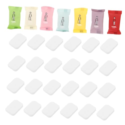 FRCOLOR 70 Stück Tragbares Komprimiertes Handtuch Feuchttücher Badeschlappen Badetücher Handtücher Komprimierte Handtuchtabletten Münztücher Komprimierte Gesichtstücher Campingtücher Stoff von FRCOLOR