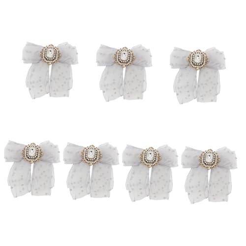 FRCOLOR 7St Haarnadel Perle Hochzeitshaarspangen für Bräute seidenband bändchen Tiara Satinband Bogenclip Haarspange mit Bowknot Zirkon Schleife einstellen schmücken Mädchen Haarkralle von FRCOLOR