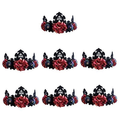 FRCOLOR 7st Halloween-kranz Toter Blumenkopfschmuck Waldhaarkranz Halloween-blumenkopfschmuck Florales Stirnband Dia De Muertos Stirnband Tag Der Toten Kopfschmuck Die Blumen Rose Braut von FRCOLOR